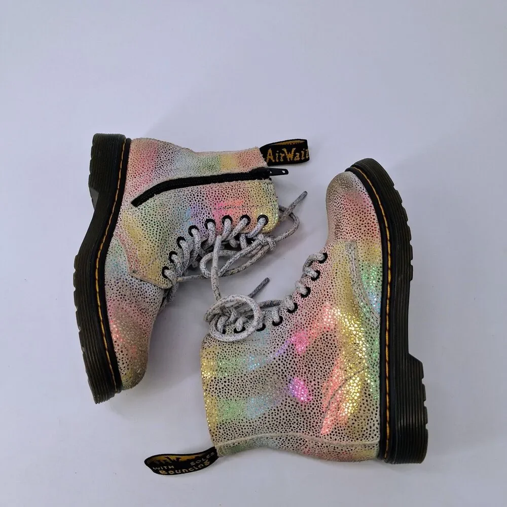 Dr Martens 1460 Pascal J Youth 11 Iridescent Glitter Rainbow Boots